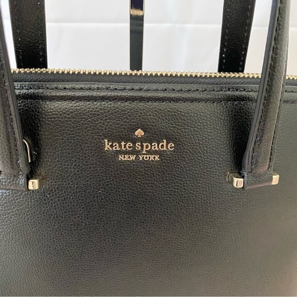 BNWT Kate Spade Black Embossed Leather Medium Dome Satchel w/ Crossbody Strap - Picture 8 of 9